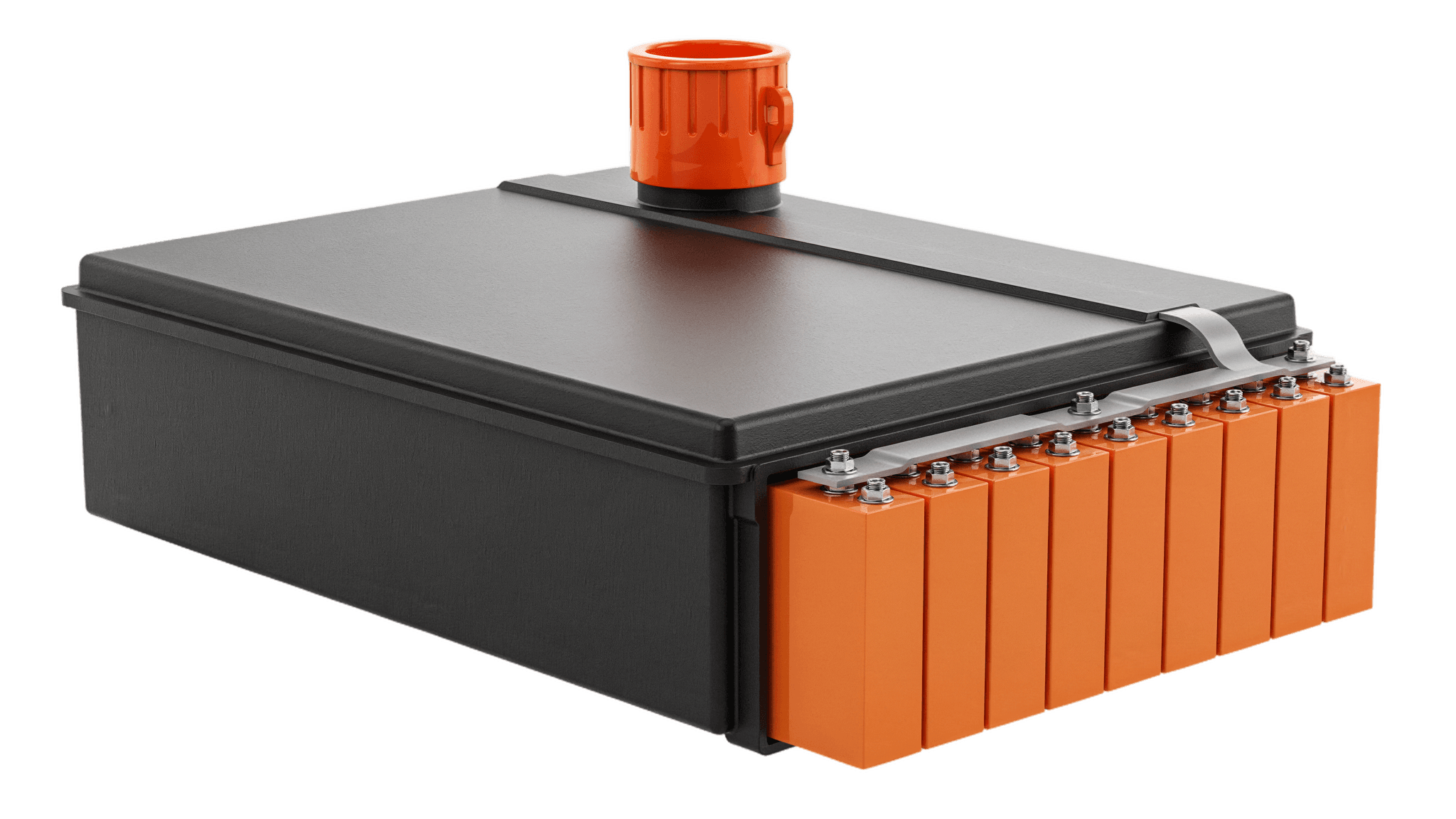 Hybrid battery pack with orange modules and high-voltage service plug